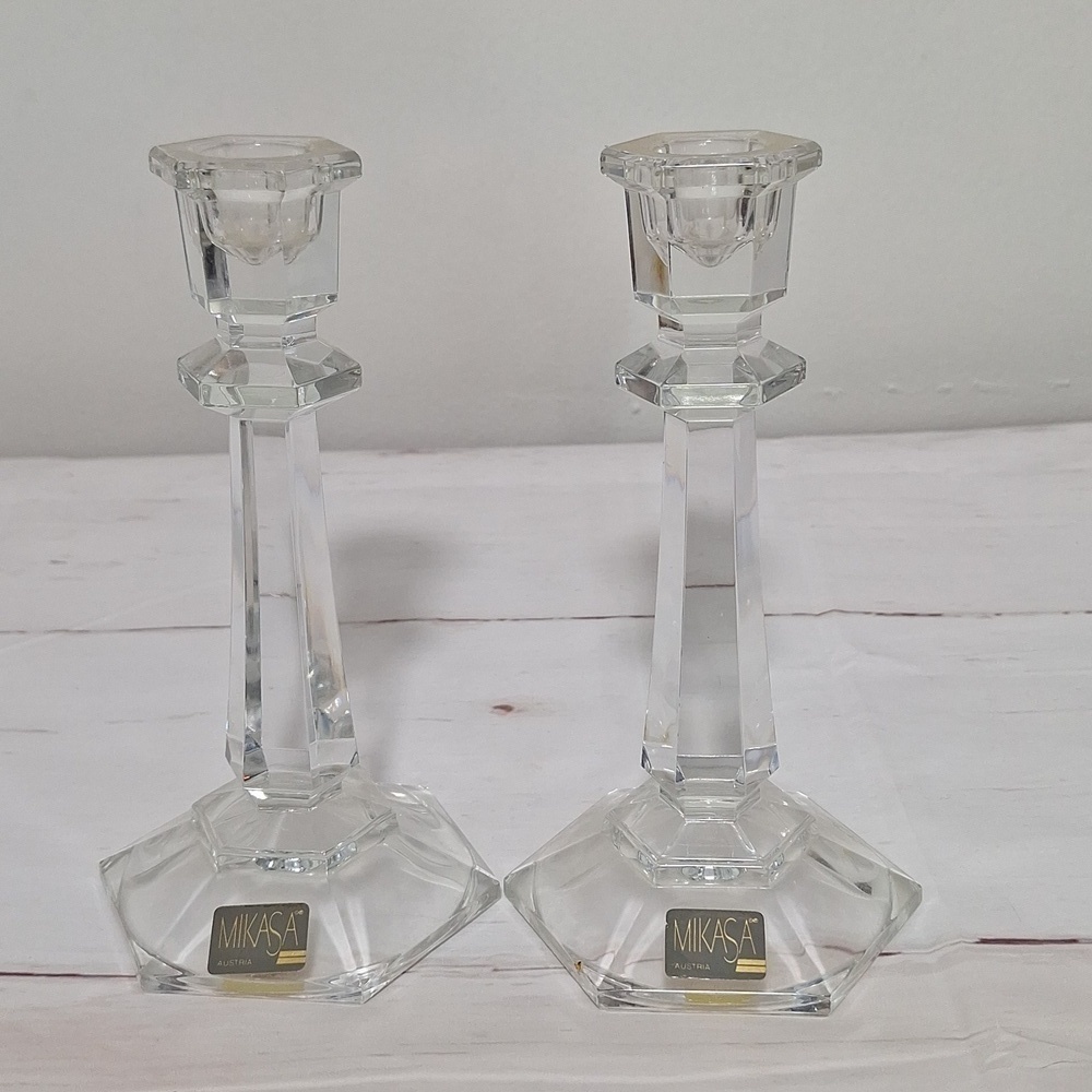 Mikasa Crystal Cambridge Candle Sticks Vintage